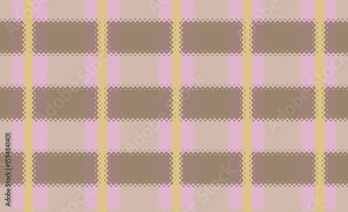 Minimal Pink and brown Checkered pattern with Lace  edge Design