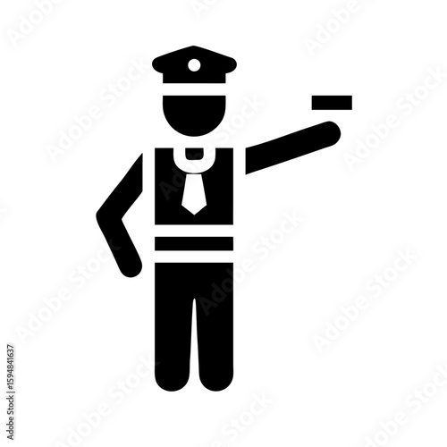 Standing traffic controller directing traffic icon