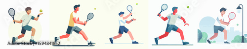 vector of a male playing tennis