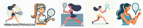vector of a female playing tennis