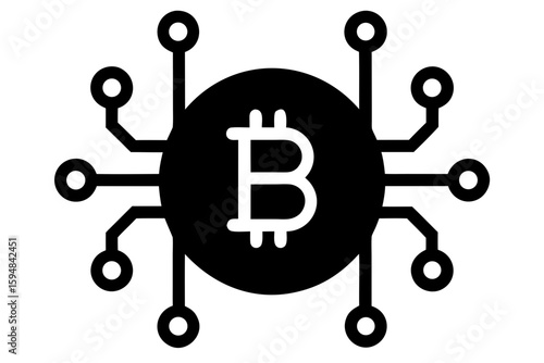 Bitcoin cryptocurrency digital technology silhouette vector illustration