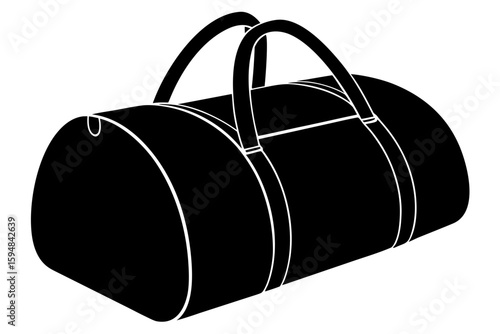 Classic black duffel bag travel luggage silhouette vector illustration