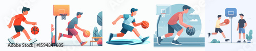 vector of a male playing basketball