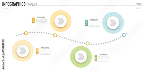 Origami circular infographic template or element with 4 step, process, option, colorful circle, paper cut origami, icons, gradient color, column, funnel for sale slide, minimal modern simple style