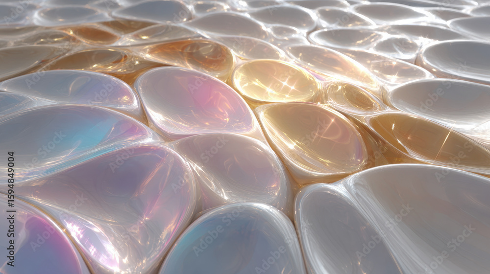 Fototapeta premium Iridescent surface with oval shapes pattern background image