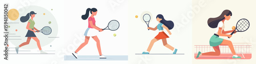 vector of a female playing tennis