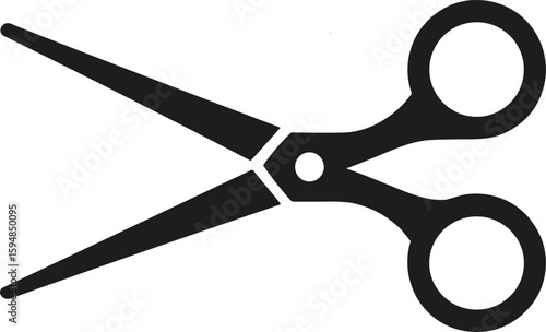 black scissors open, cutting clip art preview