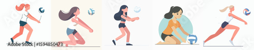 vector of a woman playing volleyball