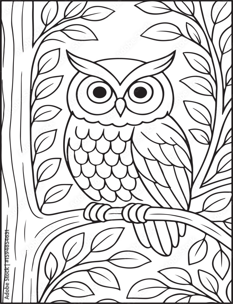Obraz premium Cozy Moments Bold Line Coloring Page – Relaxing Hygge-Inspired Illustration