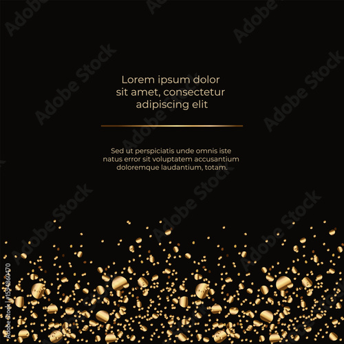 leaflet template with luxury design and gold particles on a dark background