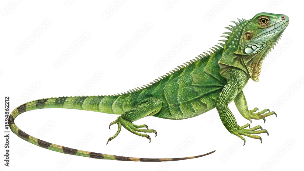 Fototapeta premium iguana, green iguana isolated on transparent background