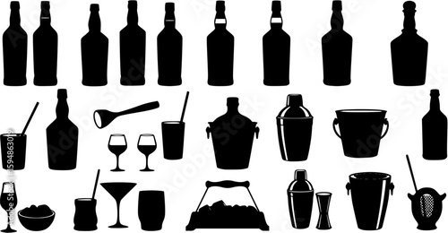 Silhouette vector set of various drink