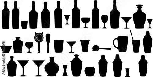 Silhouette vector set of various drink