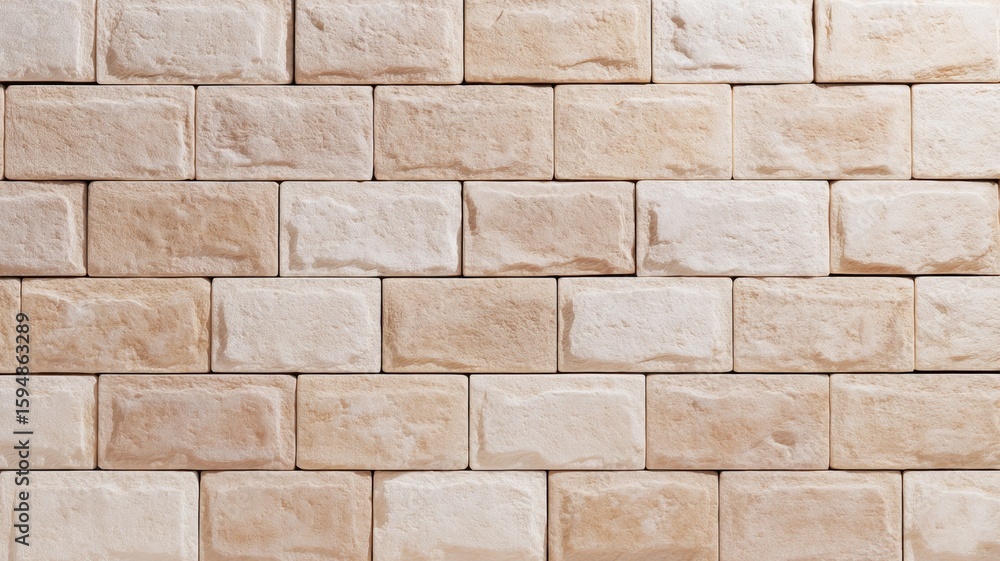 Naklejka premium Textured tan brick wall patterned in neat rows. Neural network AI generated