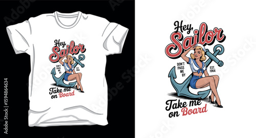 Hey sailor graphic vector art t-shirt design print