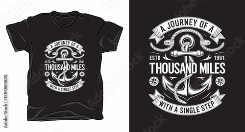 Thousand miles sailor graphic vector art t-shirt design print