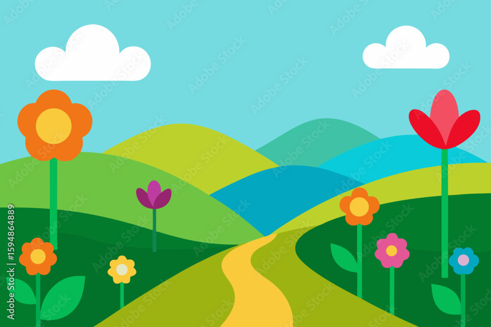 Obraz premium summer landscape with flowers