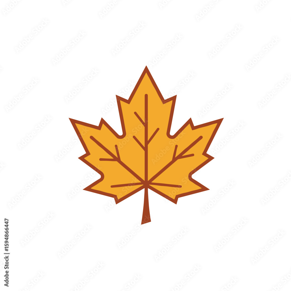 Fototapeta premium Colorful vector icon of maple leaf in autumn colors 
