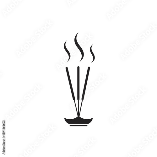 Illustration of three incense sticks with smoke rising silhouette