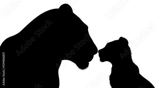 Lioness and Cub Touching Noses