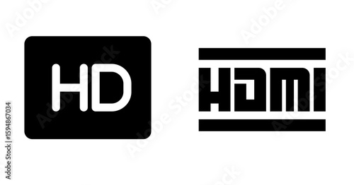 HDMI Port Icon:  Bold Black and White Digital Interface Symbol