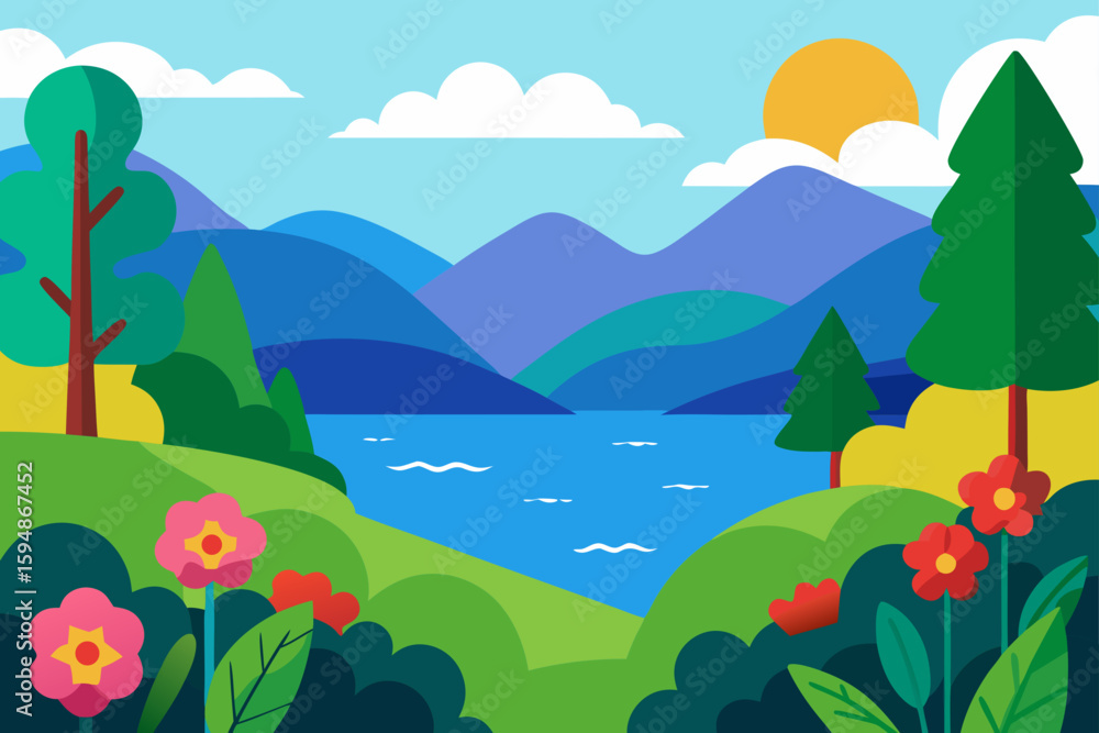 Obraz premium landscape with mountains and blue sky