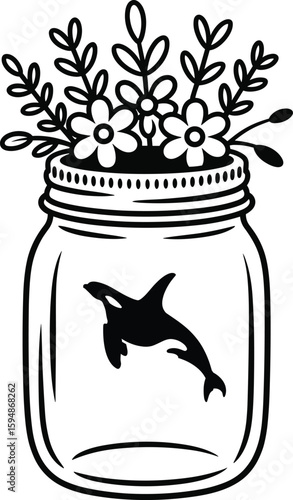 Mason jar flowers eps| mason jar svg| flower svg| botanical eps| mason jar clipart| commercial use eps| 
clipart commercial use- clip art hand drawn , branches, leaves, flowers, Floral design elements