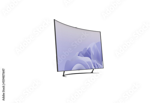 curve TV angle view without shadow 3d render