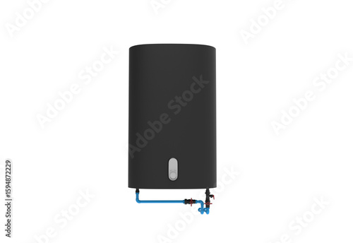 tall water heater front view without shadow 3d render