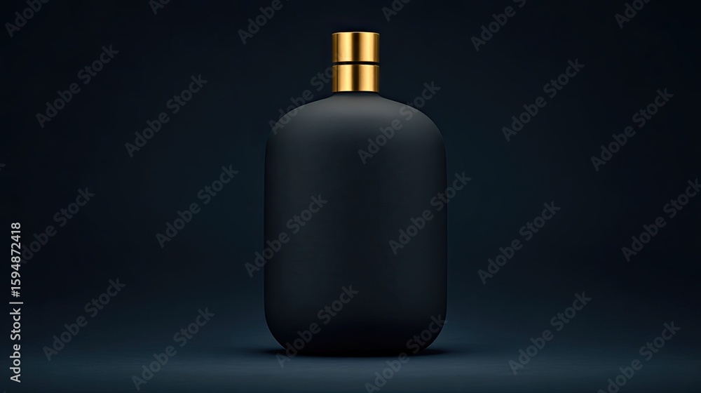 Elegant dark bottle with gold cap. Elegant dark bottle with gold cap.