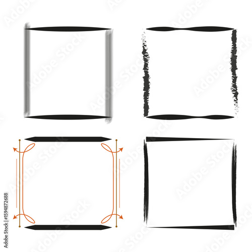 Square outline icon. Frame boundary symbol. Vector edge graphic. Black thin design.
