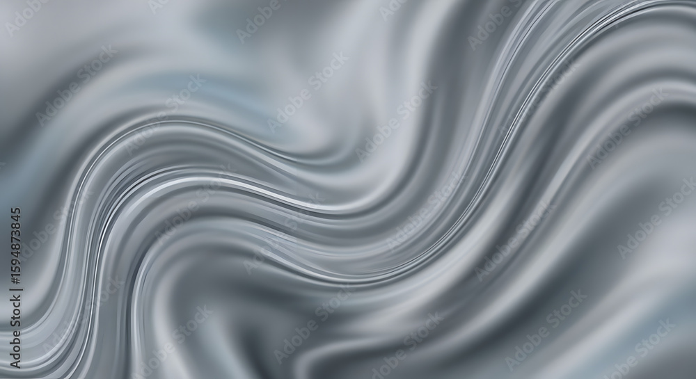 Obraz premium Abstract Silver Flowing Metallic Texture with Smooth Curves