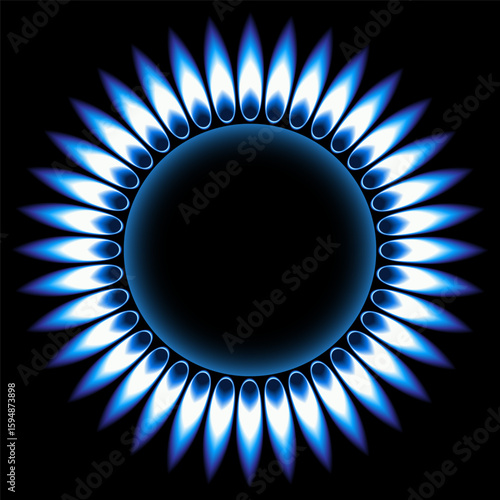 Gas burner of the kitchen stove. Vector illustration. Sketch for creativity.