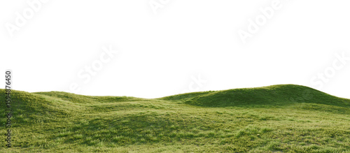 Hills with grass on a transparent background. 3D rendering.	

