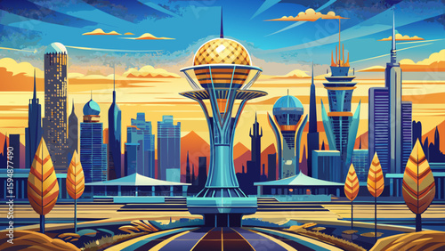 Astana (Nur-Sultan), Kazakhstan – Futuristic architecture and vast spaces make this capital a dynamic vector subject of modern design and Central Asian pride.