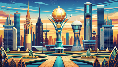 Astana (Nur-Sultan), Kazakhstan – Futuristic architecture and vast spaces make this capital a dynamic vector subject of modern design and Central Asian pride.