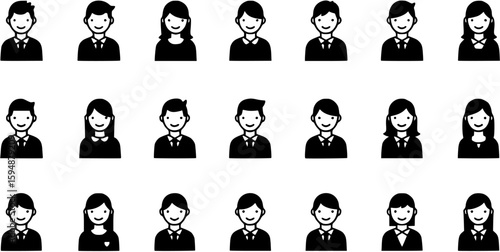 set of Man girl students classmates pictogram icon in a collection with other items
