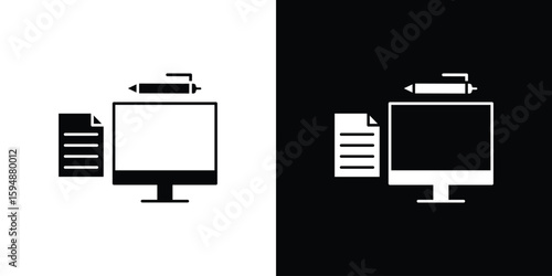 Blended learning icon illustration in flat style. icon template color editable.