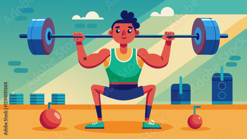 Person performing a barbell squat in a gym