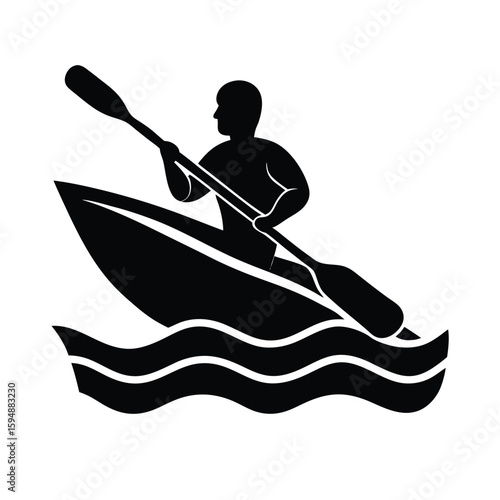 Kayaking Silhouette on White Water