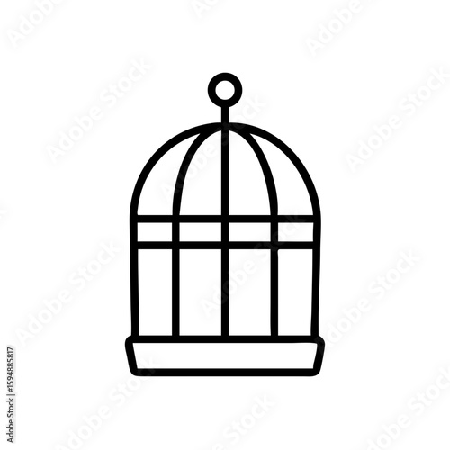 Wallpaper Mural Minimalist black outline vector icon of a bird cage, symbolizing captivity, and pet care. Isolated on a transparent background Torontodigital.ca
