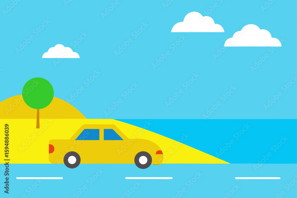 Fototapeta premium car on the sea