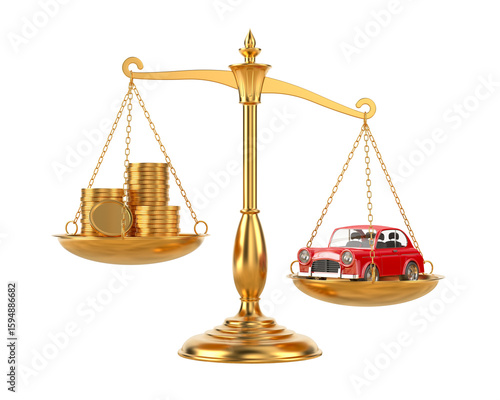 Car and money on scale on w...