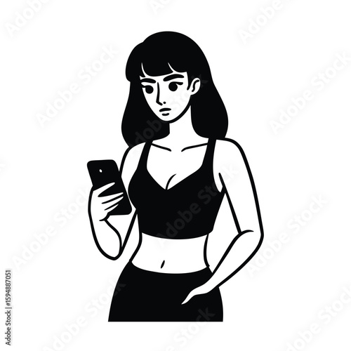 Chill Girl in Relaxed and Balanced Standing Pose silhouette Art Vector illustration