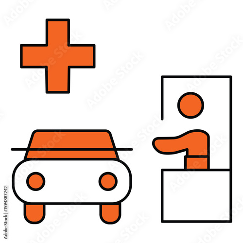 Drive Thru Pickup And Transfer Vector Icon