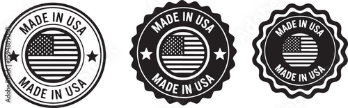 American flag made in usa seals stamp emblem, made in usa, american flag, seal, stamp, emblem, badge, certification, quality, origin, patriotic, national, symbol, star, stripes, circular, round, offic