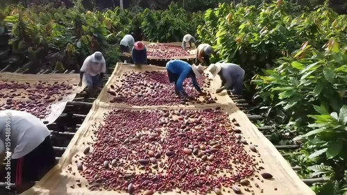 Harvesting and Drying Cacao Beans in the Rainforest