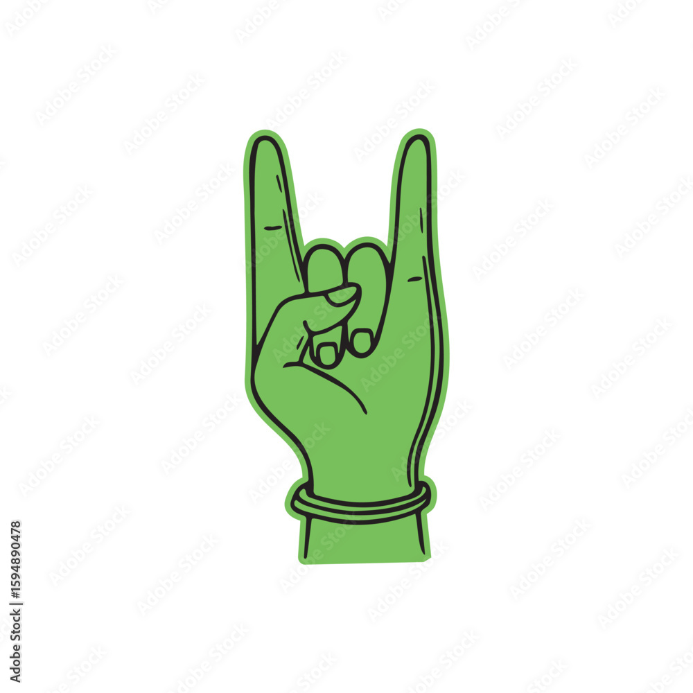 Obraz premium Rock metal gesture hand sign drawing