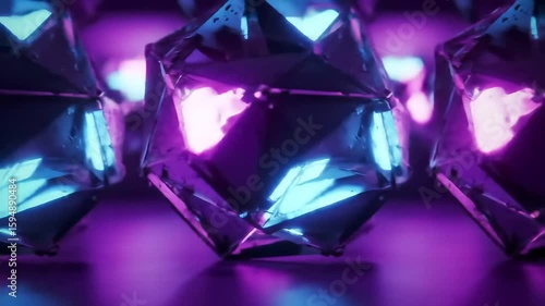 Neon Geometric Crystal Symphony Abstract 4K Animation