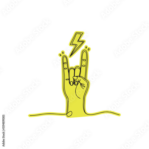 Metal rock hand pose with thunderbolt